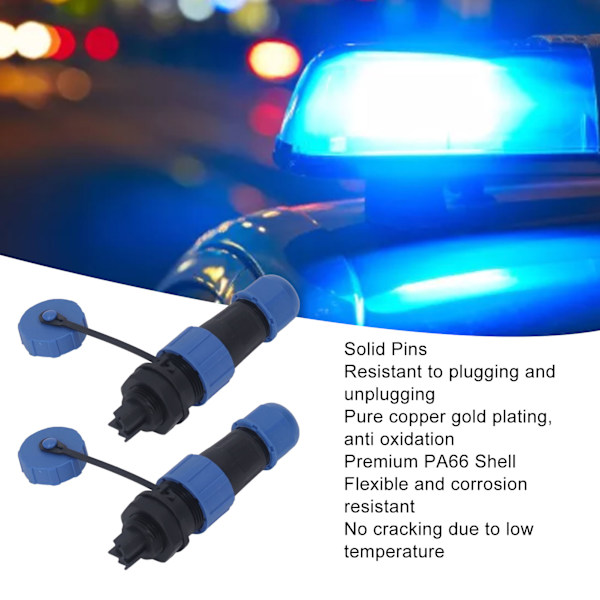 Luftfartskabelkontakt Sokkel LP13 Sveisefri IP68 Vanntett Hann Hun Bakmutter Type 2 Pin Ledningsplugg Sokkel 5A 380V