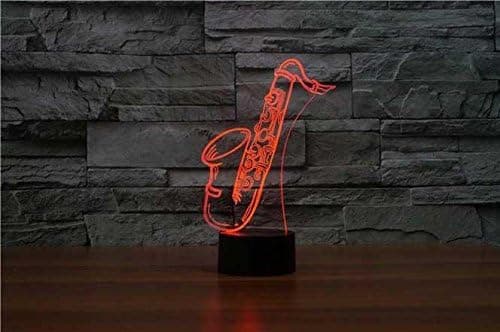 3D Saxofon Natlampe Optisk Illusion Natlampe 7