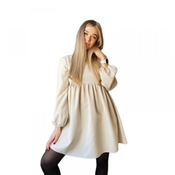 Ruffle Chiffon Elegant Mini Short Skirt Dresses(Beige XL)
