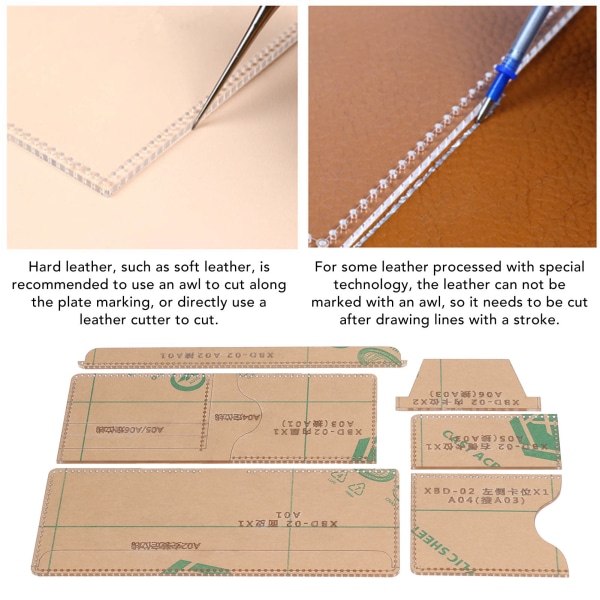 6 STK Akrylmal DIY-lommebokmønster Håndlaget form for håndverksverktøy Tilbehør til kortveske