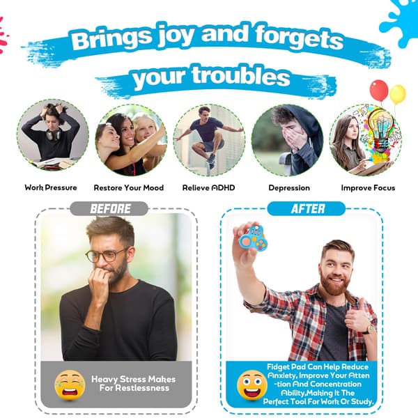 Fidget Pad Fidget Legetøj til voksne og børn - 3 stk. Stressaflastende sensorisk klikker-controller-legetøj, hjælper med ADHD autisme, påskekurv S 3PCS-A