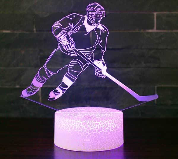 Hockey Natlampe med 7 Farvers Skift - LED 3D Optisk Il