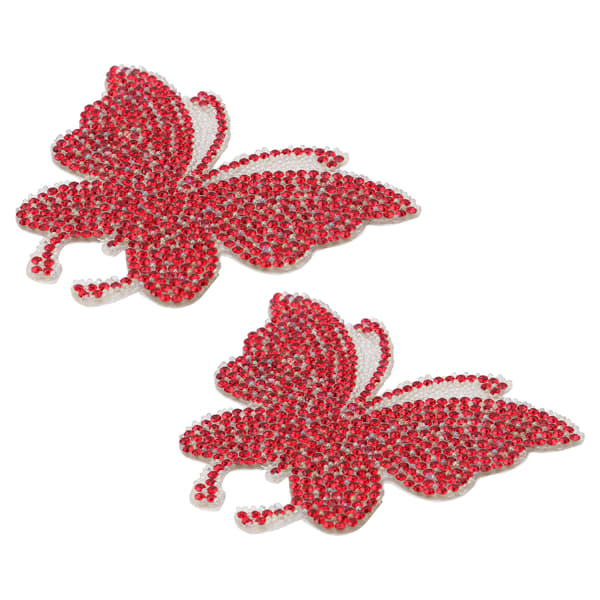 Krystall Butterfly Sticker Shiny Adhesive Hot Rhinestone for Dekorasjon Klær Bil DatamaskinRød