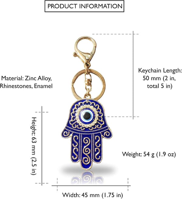 Nøglering med Evil Eye Lykkeamulet Beskyttelse Rhinest