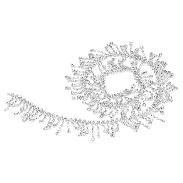 Rhinestone Fringe 1 Yard Elegant Style Highly Durable Exquisite Glossy Eco Friendly Rustproof Widely Used Rhinestone TrimOblique Circular Rhinestone