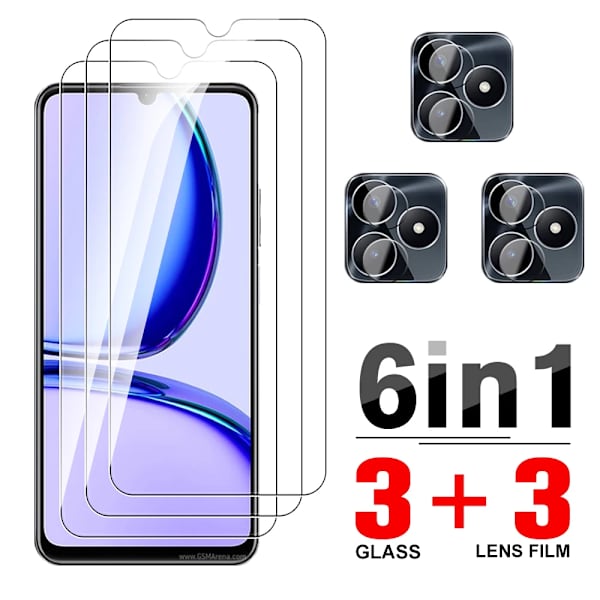 6in1 skyddsglasfodral för Realme C53 6,74in härdat glas för RealmI c 53 53c realmec53 skärmskydd kameralins