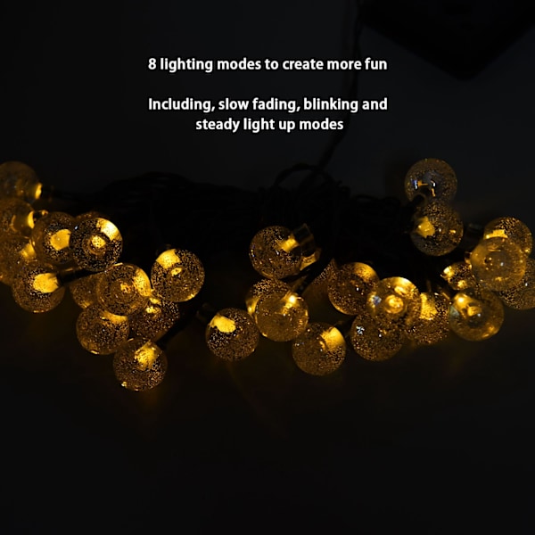 21ft 30LED Solar String Light Varm Vanntett Lampe String Light for Utendørs Hage Plen Dekor Warm Light