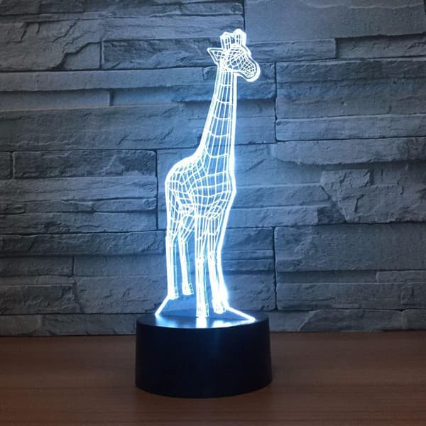 3D Giraff Nattlys Bord Skrivebord Optisk Illusjon Lamper 7 C