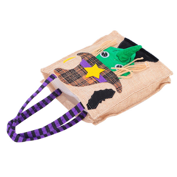 Halloween Tote Bag Gunny Cloth med Håndtak 4 Mønstre Thanksgiving Vesker for Trick Treat Oppbevaring Heks