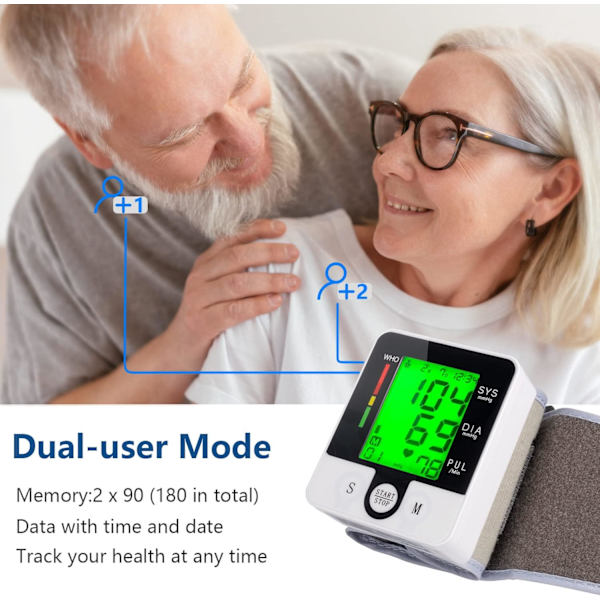 Blodtryksmåler til håndled, Talende digital automatisk blodtryksmåler, Genopladelig blodtryksmanchet til hjemmebrug, Justerbar Bp-manchet, La Rechargeable