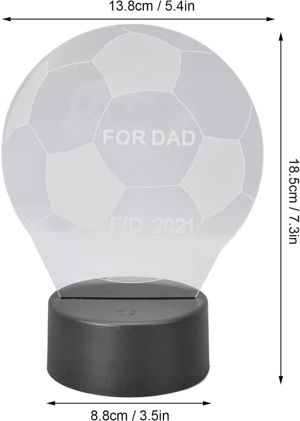 3D Natlampe, Fodbold 3D Lampe, 7 Farve LED Optisk Illusion