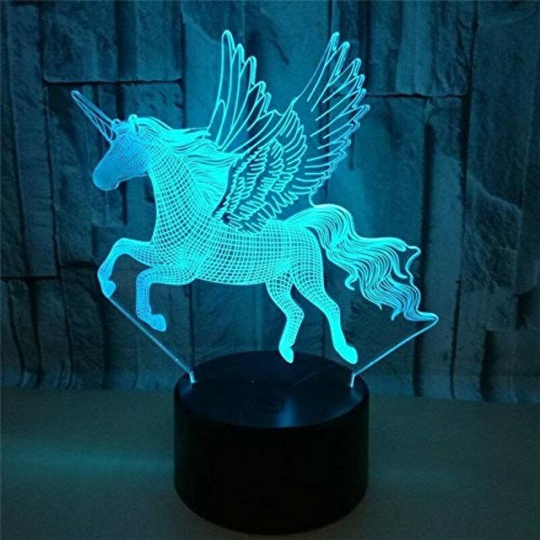 Unicorn 3D nattlampa för barn, Illusion Lamp Touch Bord D