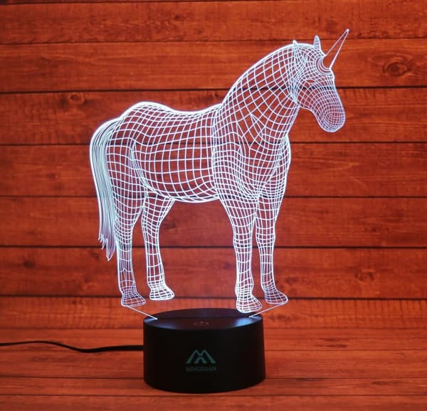 Unicorn 3D Nattlys Touch Bordlamper, 7 Fargeendringer