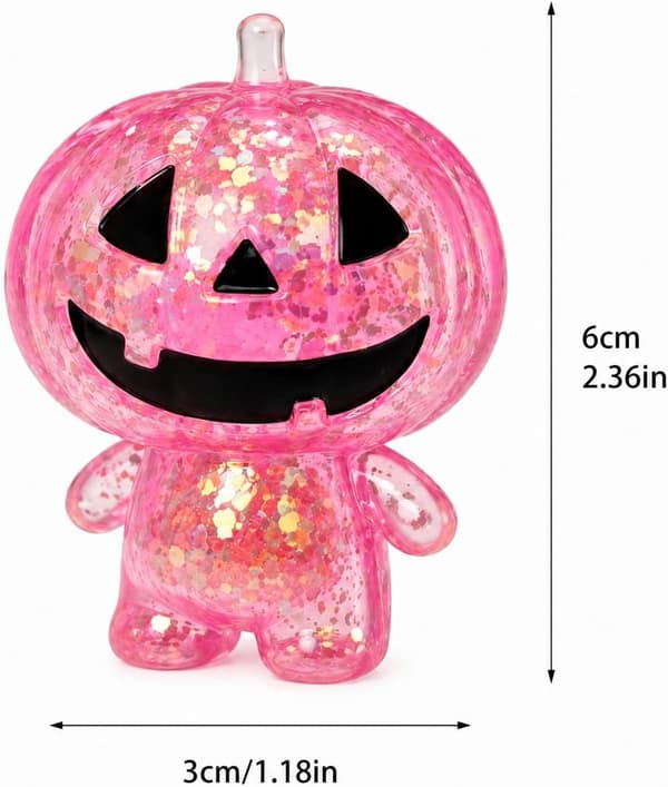 Orange Transparent Glitter Pumpa Squishy, Långsam Återhämtning Sensorisk Stressleksak för Halloweenfest orange