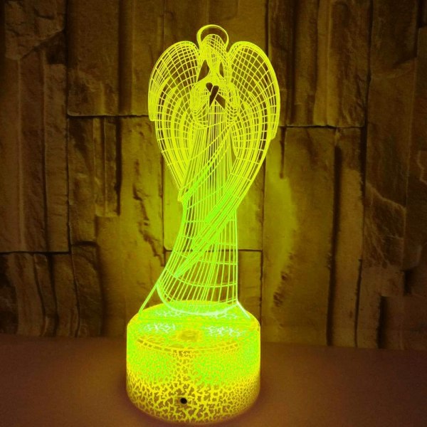3D Angel Wing Night Light Lamp Illusion 7 Color Changing Tou