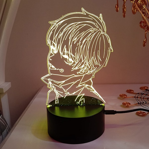 Jujutsu Kaisen Gojo 3D Illusion Natlampe Smart Touch, RGB Effekt USB Kabel Drevet Kreativ Japansk Anime 3D Lampe - Ideel Gave