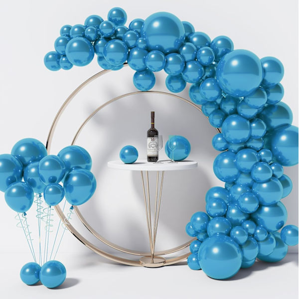130 st metallblå ballonger i olika storlekar 18\" 12\" 10\" 5\" ballonggirlangbåge perfekt för födelsedag, examen, babyshower, bröllop, semester Metallic Blue