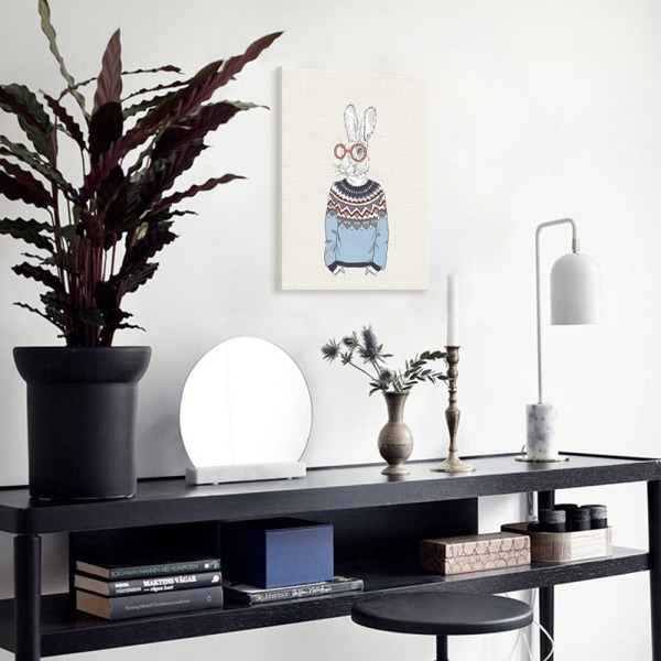 Animal Gentleman Väggkonst Canvas Tryck Affisch, Enkelt Mode Vattenfärg Konst Dra