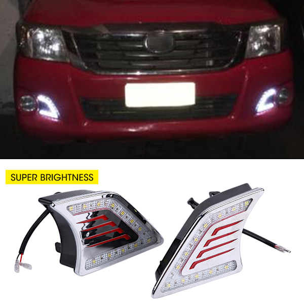 1 par bilens kjørelys DRL LED dagslys tåkelys for Toyota Hilux Vigo 12-14
