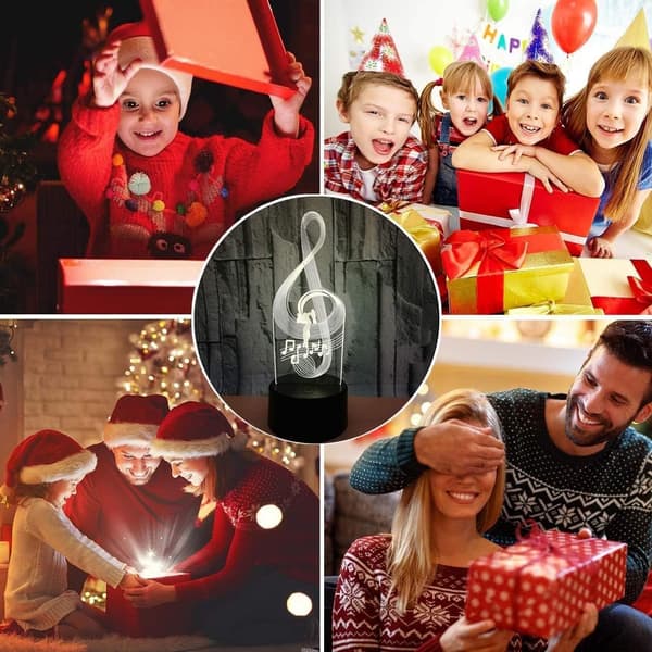 Musiknode Lampe 3D Natlampe Børnelegetøj LED Touch Bordlampe