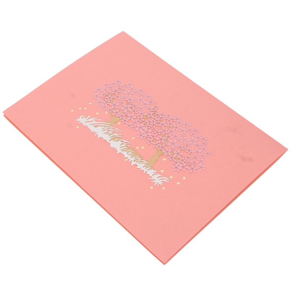 Cherry Card 3D Pappersromantisk Gratulationskort för Bröllopsdag Alla hjärtans dag med Kuvert Rosa