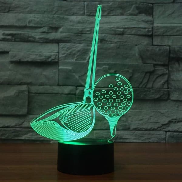 3D LED Golfkølle Værktøj Natlampe Touch Switch 7 Farveskift