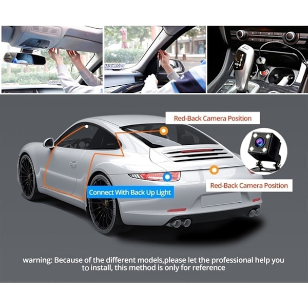Dash Cam - 3-kanals Dash Cam, 1080P Dash Cam fram, bak och inuti, trippel Dash Cam, bil DVR med 170 ° vidvinkel, G-sensor, 24 timmars parkering, loopinspelning