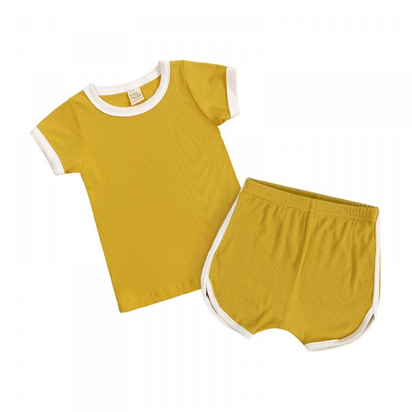 Toddler Solid Cotton Daily Short Summer Pyjamas,S(Gul)