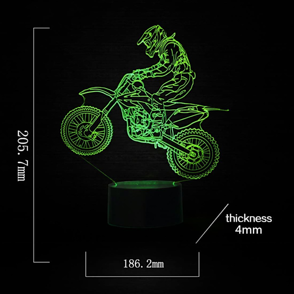 Motorcykel 3D LED Optisk Illusion Lamper 7 Farveskift Touch