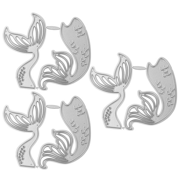 3 stk. kunstig havfruehale ramme metal skæredør til DIY scrapbooking håndværk