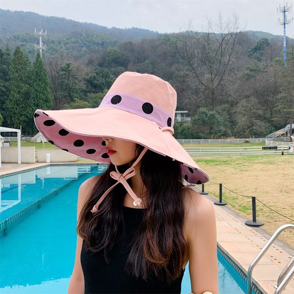 Dame Bredskygget Solhat Foldbar Slap Hat Vendbar Sum Pink