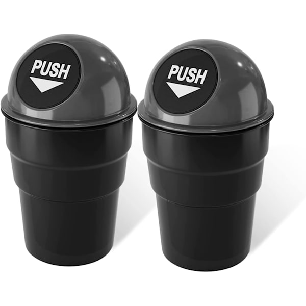 2PACK Mini Bil Papperskorg Söta Mugghållare Bil Soporburkar Mugghållare Papperskorg Bärbar Fordon Bin Sopa Hink med Lock Tät Cool för Kontor D 2PCS Gray