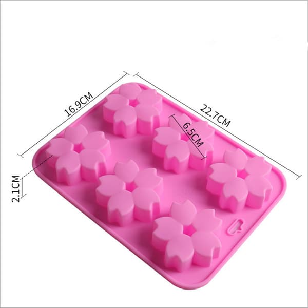 2-pak blomsterformet silikoneform med 6 hulrum Sakura bagning