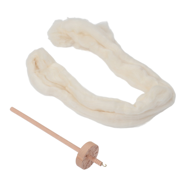 Träfallspindel Professionell DIY Garn Spinning Kit med Ulltopp för Nybörjare för Symaskiner