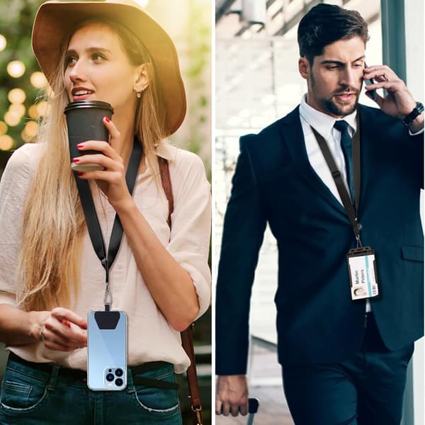 2-pakning justerbar telefonhalsstropp med 4 stk erstatningslapper, multifunksjonell polyester mobiltelefonstropp kompatibel med de fleste