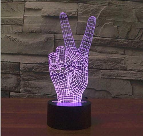 3D Victory Sign Gest Nattlys Touch Bord Skrivebord Optisk