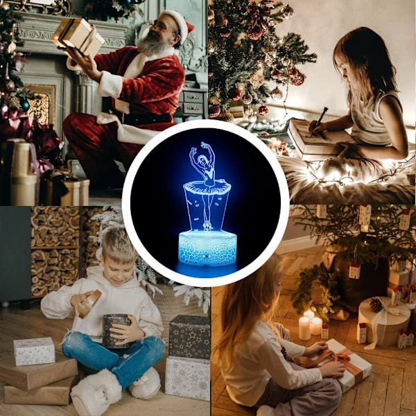 Söt balett ballerina 3D LED optisk illusion sömn nattlampa