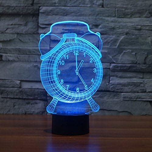 3D Vekkerklokke Nattlys Bord Skrivebord Optisk Illusjon Lamper