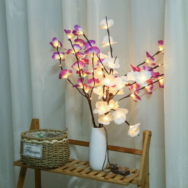 LED-belyste kunstige orkideblomster tregrener lys