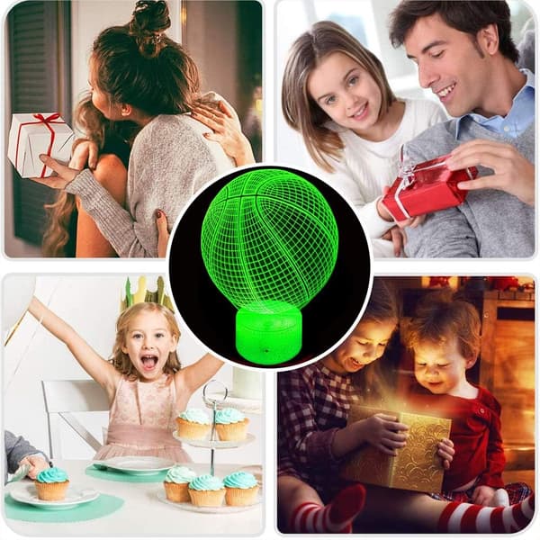 3D Nattlys 3D Illusjon LED 7 Fargeskiftende USB Touch Se