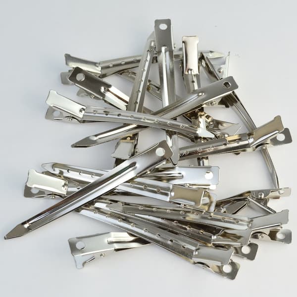 24 pakker Andebille Clips, 3,5 tommer Rustfrit Metal Alligator Curl Clips med huller til hårstyling, hårfarvning Silver