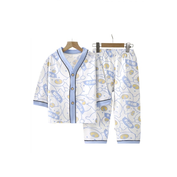 Flickor Pojkar Pyjamas Set Långärmad V-hals Pyjamas, M, Björn