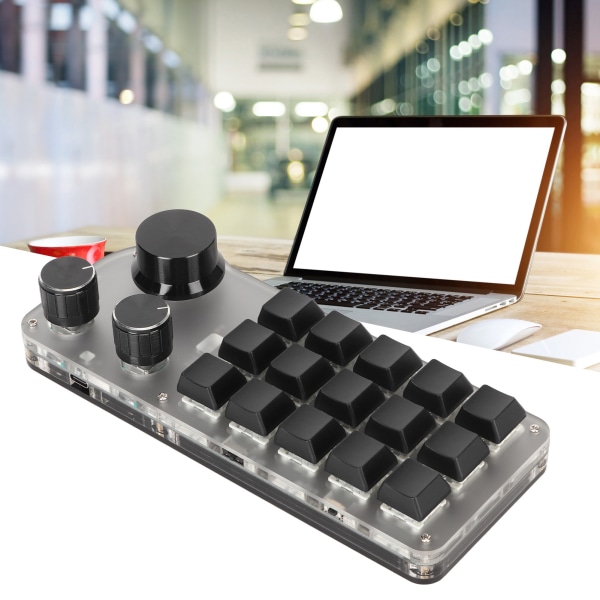 Programmerbar tastatur 3 knotter 15 taster bærbar RGB Bluetooth DIY mekanisk spilltastatur for kontorlaboratorium