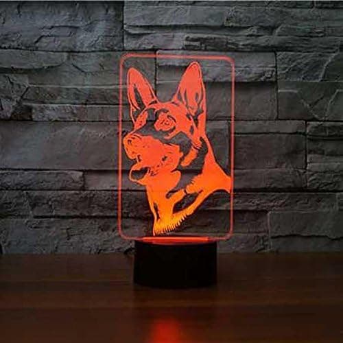 3D Schæferhund Natlampe Touch Switch 7 Farve Chan