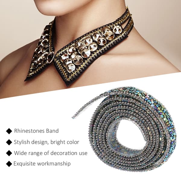 1 meter Hotfix Rhinestone Mesh Chain Dekorativt Bälte för Bröllopsklänning Halsband Grön