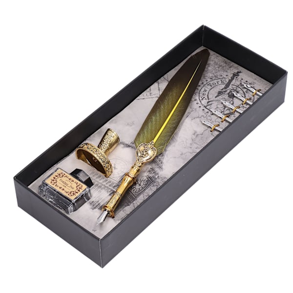 Fjerpen Flydende behagelig skrivning Vintage Elegance udsøgt håndværk Quill Feather Pen til gaver KalligrafiGul
