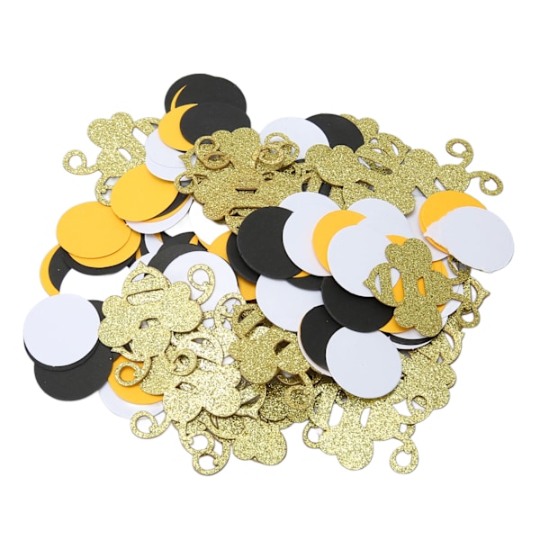 100 stk Bie Konfetter Gul Svart Hvit Sirkel Gull Glitter Bie Temafest Dekorasjon for DIY