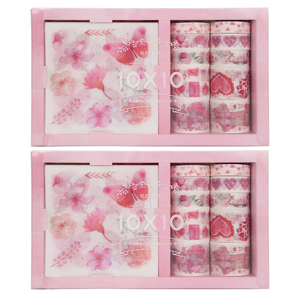 2 sæt tape med søde mønstre, dekorative klistermærker til DIY-håndværk, scrapbooking, planlæggerpapir