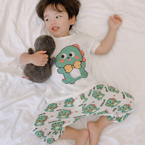 Toddler Unisex 2-delat pyjamas set, L (Lilla dinosaurien)