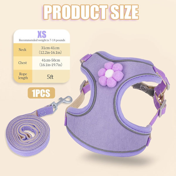 Ei vedä sisään astuttava pentuvaljas hengittävällä verkolla ja pikalukituksella Koiranvaljaat ja talutushihna pienille ja keskisuurille koirille Heijastava säädettävä lemmikkivaljas Purple XS